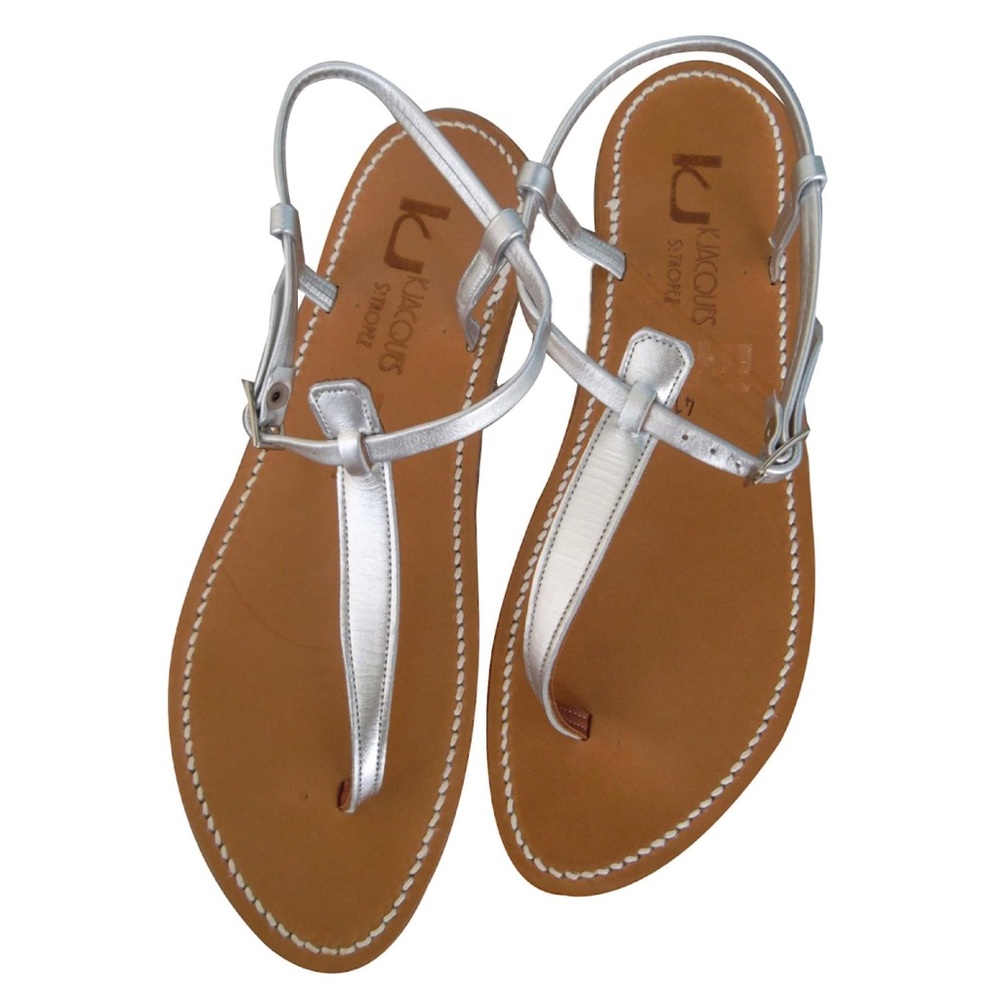 K JACQUES PETRONE model sandals in silver leather. Good condition.